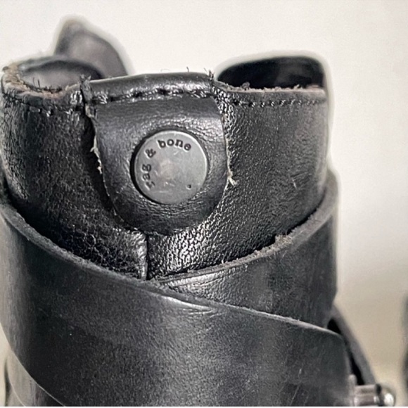 Rag & Bone Harrow Harness Strap Leather Heel Ankle Bootie Continuous Black 38.5 - Picture 12 of 14